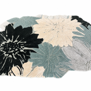 Artistic custom irregular die-cut floral hand-tufted area rug with hand-carved petal details manufactured by China carpet factory